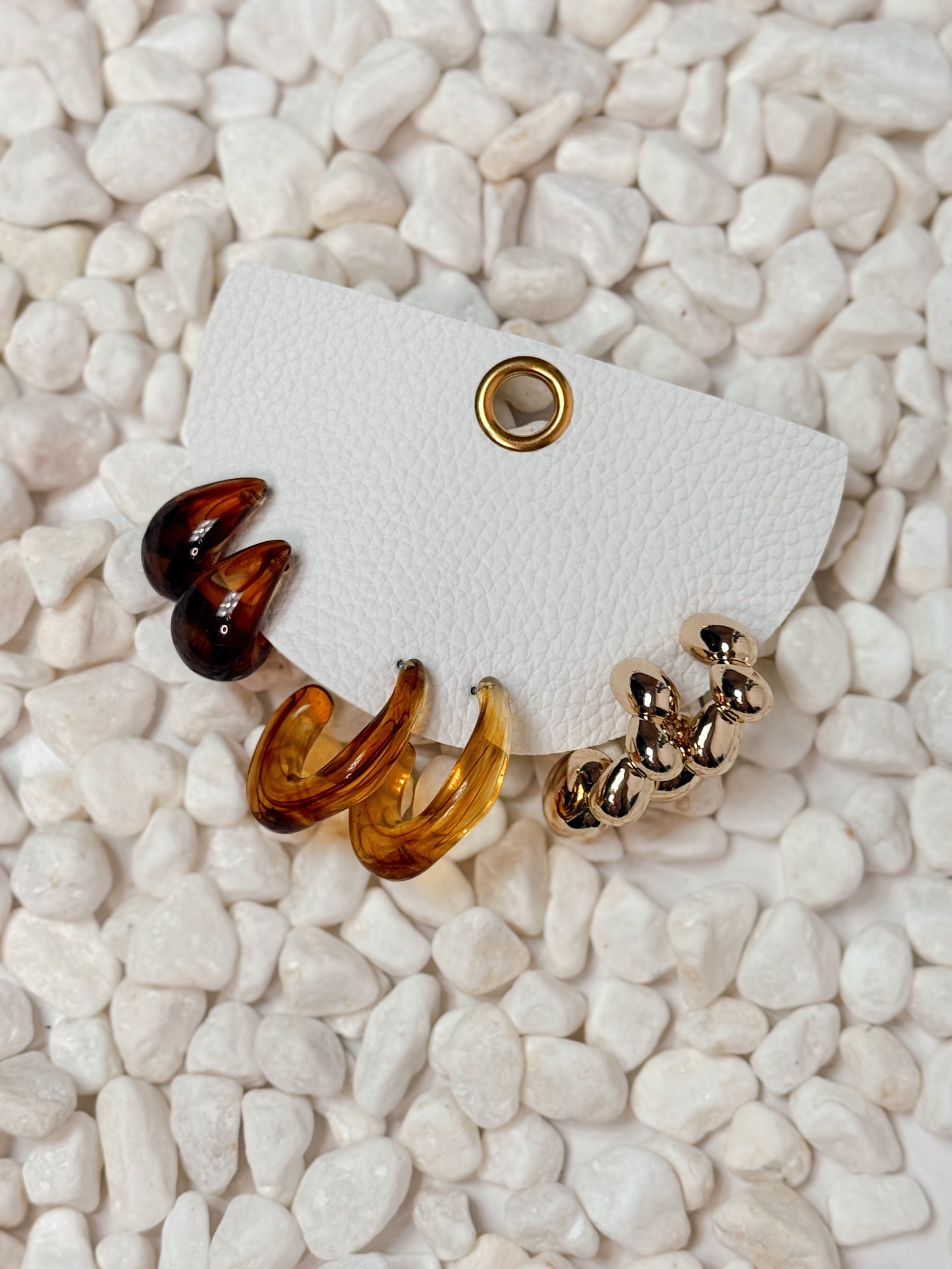Honeyed Gold 3 Pair Hoop Earring Set