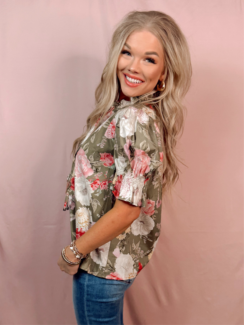 Garden Gala Floral Puff Sleeve Blouse