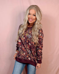 Among The Wildflowers Floral Print Pullover / Top
