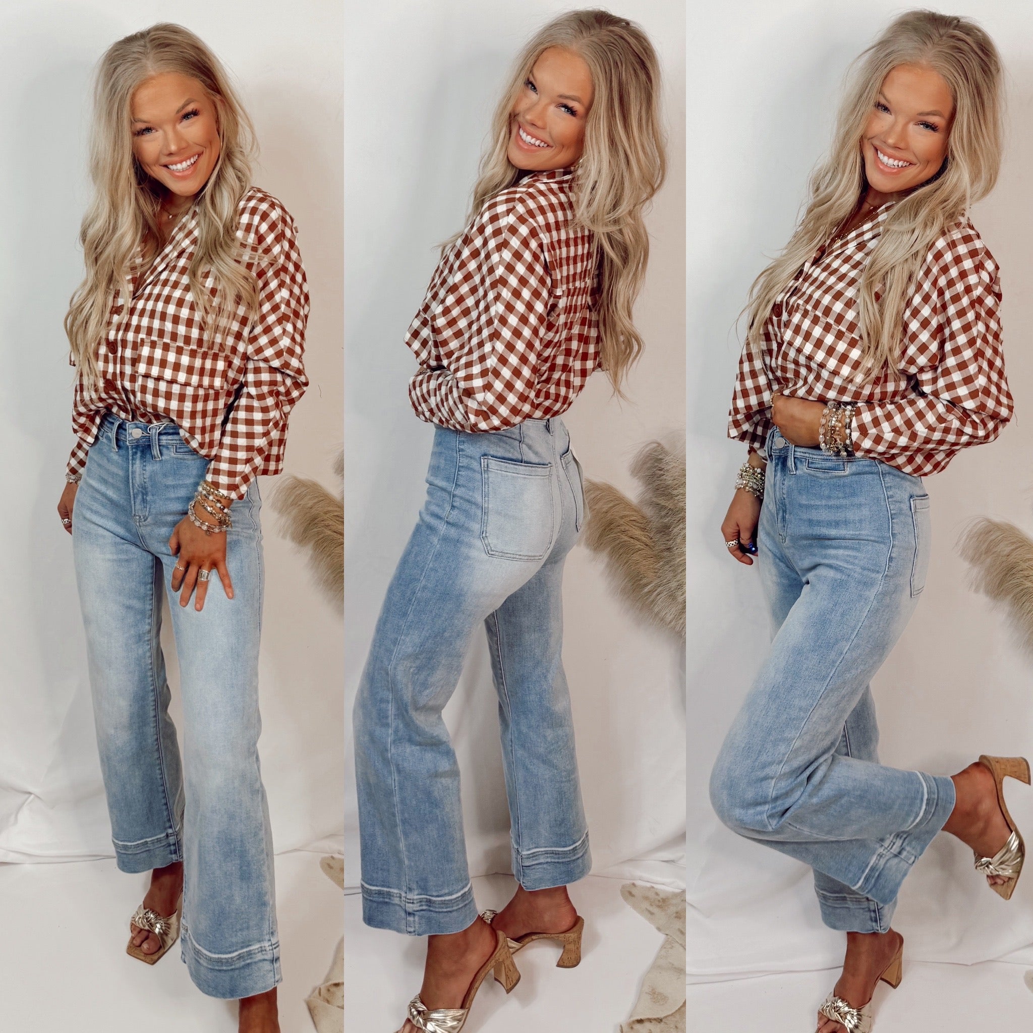 Dreamweaver Denim High Rise Wide Leg Cropped Jeans