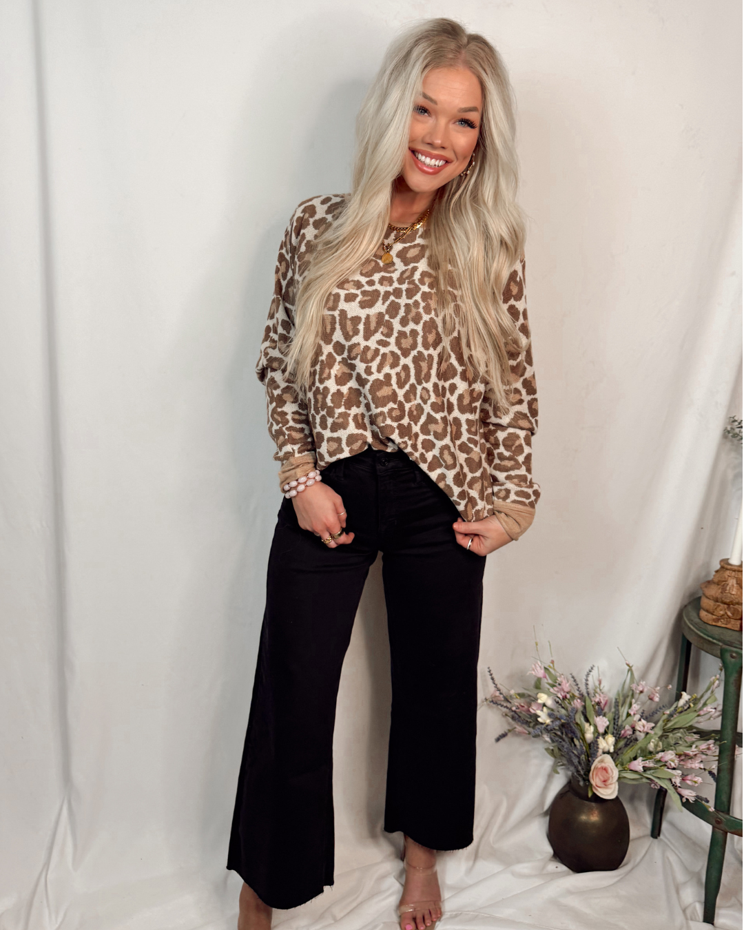 Spot On Leopard Printed Knit Sweater - Taupe