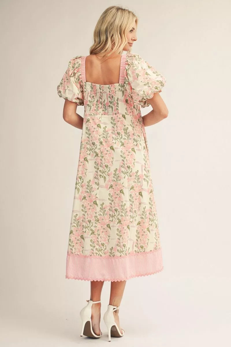 Sweet Magnolia Floral Puff Sleeve Dress