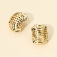 14K Gold Dipped Ribbed Dome Post Earrings
