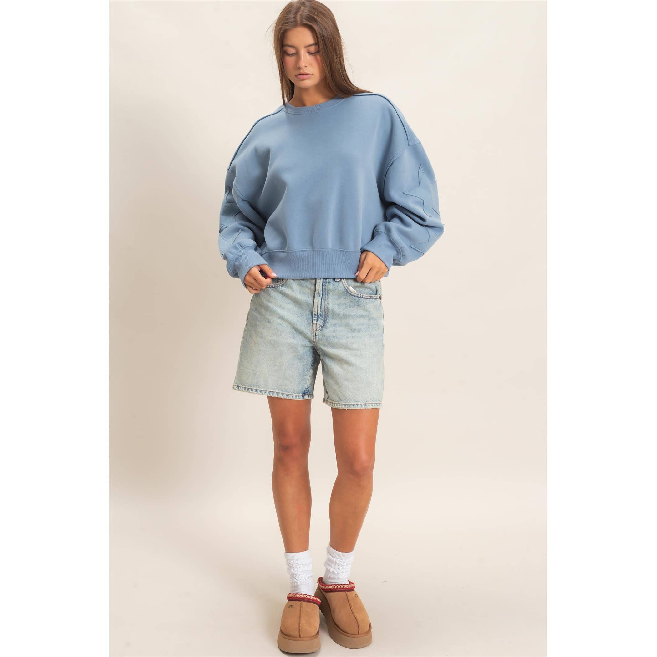 Star Spangled Sweatshirt in Dusty Blue