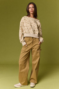 Speckled Spice Spotted Print Off The Shoulder Sweatshirt / Top