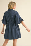 Executive Decision Drawstring Tie Dress - Navy