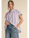 Sophisticated In Spring Striped Button-Up Top