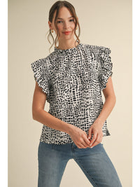 In The Spotlight Printed Ruffle Detail Blouse