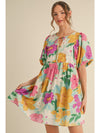 Palm Springs Floral Printed Babydoll Dress