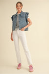 Delicate & Divine Ruffle Sleeve Denim Vest