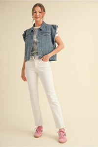 Delicate & Divine Ruffle Sleeve Denim Vest