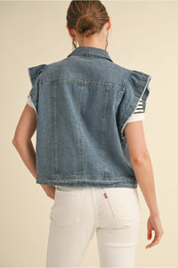 Delicate & Divine Ruffle Sleeve Denim Vest