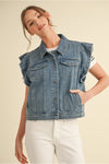 Delicate & Divine Ruffle Sleeve Denim Vest