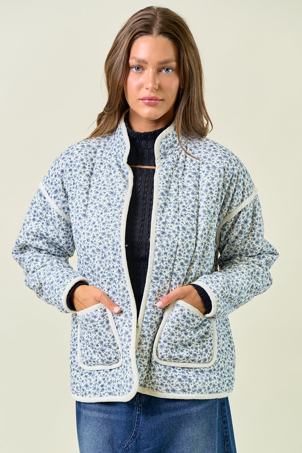 Baby's Blues Quilted Floral Jacket