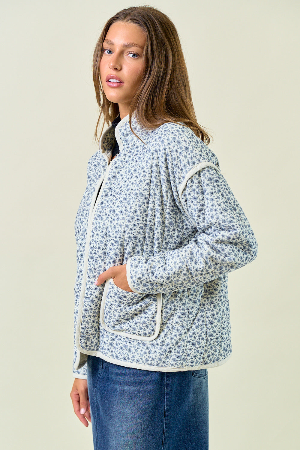 Baby's Blues Quilted Floral Jacket