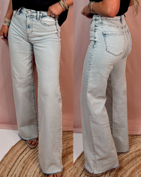 The Frontier Light Wash High Rise Wide Leg Jeans