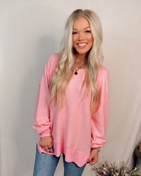 St Croix Oversized Crewneck Sweater in Candy Pink