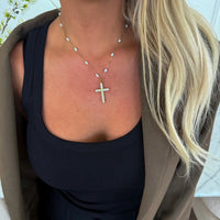 Remi Water Resistant Pearl Cross Necklace