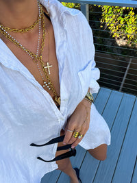 The Holy Grail Gold Chain Pave Cross 19-22" Water Resistant Necklace