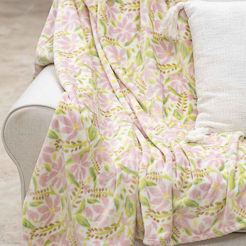 Sweet Pea Soft Floral Plush 50x60" Throw Blanket