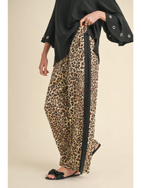 Sahara Side Stripe Slit Animal Printed Drawstring Pants