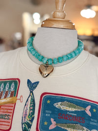 Azure Heart Charm Necklace