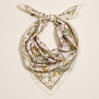 Vintage Rose Printed Square Satin Scarf