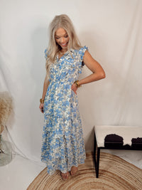 Feeling Blue Floral Tiered Dress