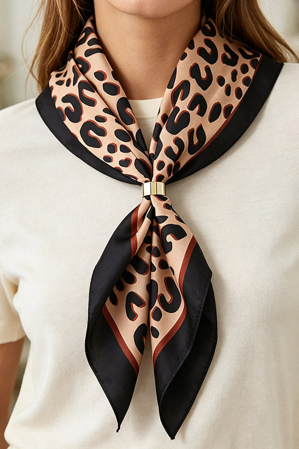 Outfit Elevated Chic Leopard Scarf + Gold Scarf Ring Set