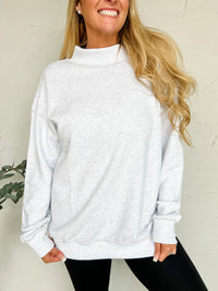 Montauk Mock Neck Oversized Sweatshirt in Heather Grey