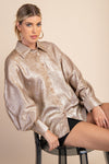 Champagne Dreams Metallic Button Up Blouse