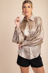 Champagne Dreams Metallic Button Up Blouse