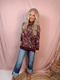 Among The Wildflowers Floral Print Pullover / Top