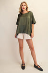 Statement Maker Satin Oversized Blouse in Olive