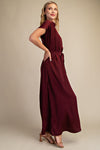 Merlot Memories Midi Satin Tie Dress - Wine