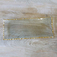 Fairbanks Gold Trim Glass Rectangle Server Platter