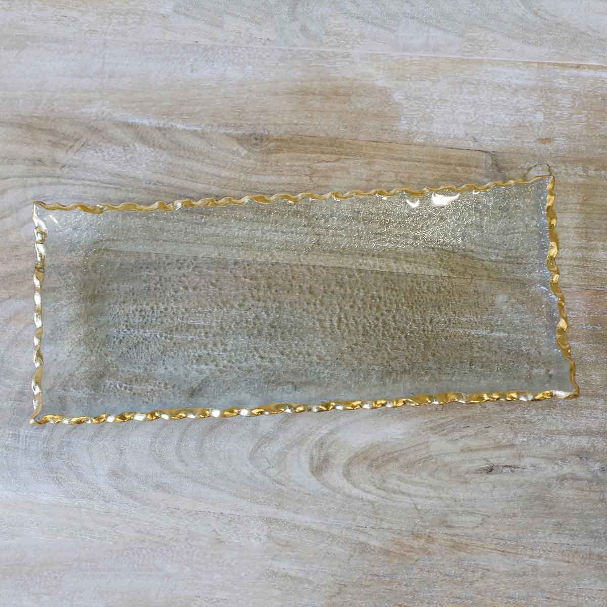 Fairbanks Gold Trim Glass Rectangle Server Platter