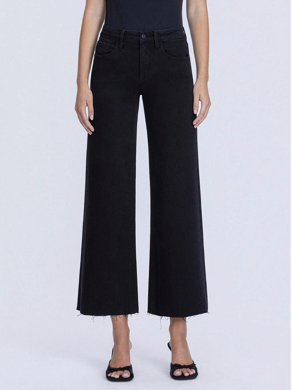 Back To Business Black High Rise Wide Leg Crop Jeans