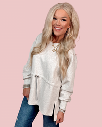 Have It Your Way Heather Grey Adjustable Drawstring Pullover