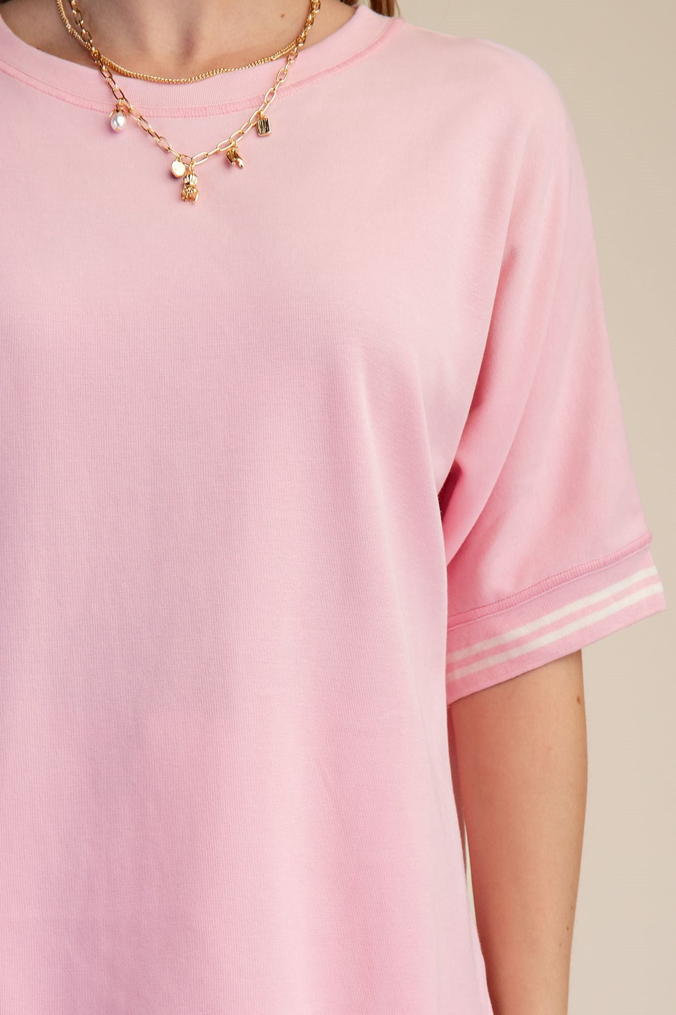 Poised In Pink Stripe Detail Blouse