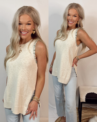 Coastal Cozy Knit Top with Side Stitch Detail