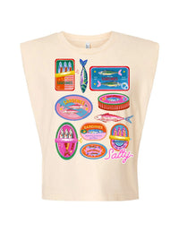 Coastal Catch Embellished Graphic Muscle Tee