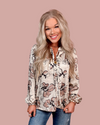 All That Glitters Floral Peasant Top with Gold Speckled Details