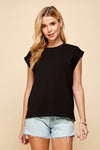 Gianna Basic Cap Sleeve Top - Black