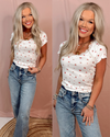 Feminine Floral Lace Trim Top - Pink