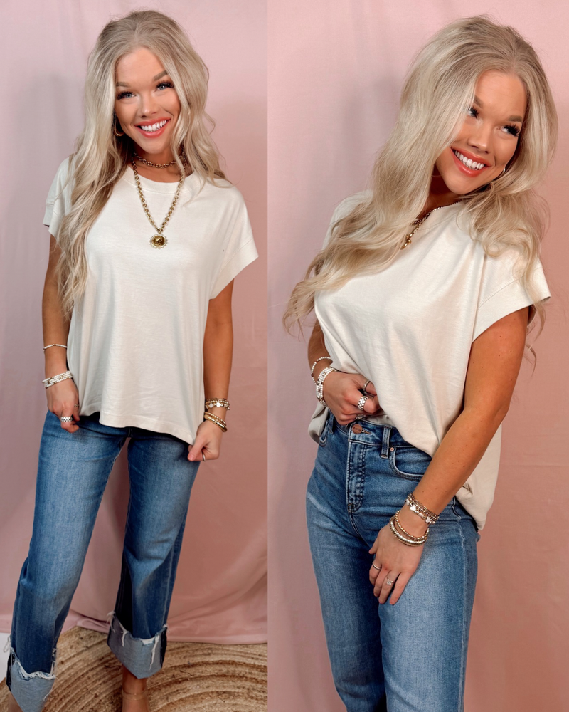Simplified Everyday Vintage Wash Tee - Oatmeal