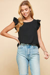 Begin Again Black Ruffle Top