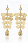 Gilded Grace Golden Leaf Rhinestone Dangle Earrings