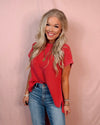 Main Character Mock Neck Knit Top - Red