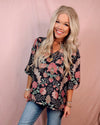 Moonlit Florals Printed Top - Black